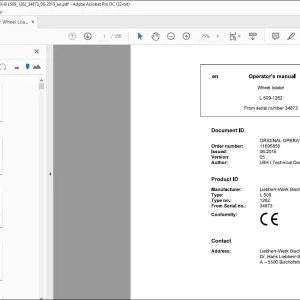 Liebherr wheel Loader L 509-1262 Operator's Manual 34873 - PDF DOWNLOAD