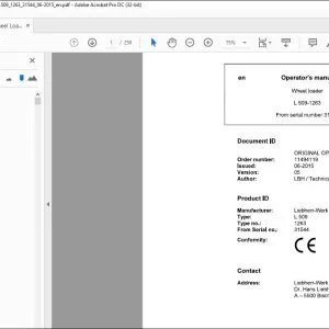 Liebherr wheel Loader L 509-1263 Operator's Manual 31544 - PDF DOWNLOAD