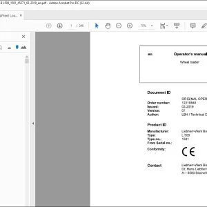 Liebherr wheel Loader L 509-1581 Operator's Manual - PDF DOWNLOAD