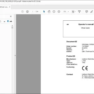 Liebherr wheel Loader L 509-1582 Operator's Manual  - PDF DOWNLOAD