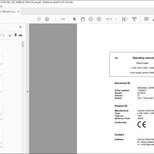 Liebherr wheel Loader L 550-1287 (USA/CAN) Operator's Manual 34468 - PDF DOWNLOAD