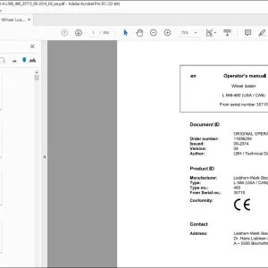 Liebherr wheel Loader L 566-460 (USA/CAN) Operator's Manual 35715 - PDF DOWNLOAD