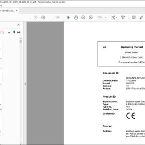 Liebherr wheel Loader L 586-461 (USA/CAN) Operator's Manual 24314 - PDF DOWNLOAD