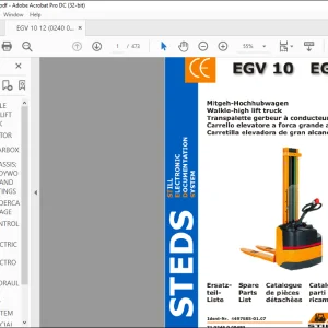 STILL EGV 10 12 WALKLE HIGH LIFT TRUCK Spare Parts Catalogue Manual - PDF DOWNLOAD