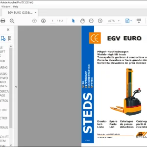 STILL EGV EURO WALKLE HIGH LIFT TRUCK Spare Parts Catalogue Manual - PDF DOWNLOAD