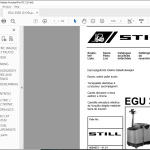 Still Electric walkie pallet trucks  EGU 3000 Spare Parts List Manual  - PDF DOWNLOAD
