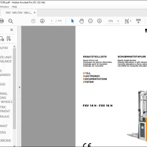 Still STED Forklift FXV 14 N - FXV 16 N Spare Parts List Manual  - PDF DOWNLOAD