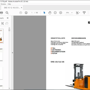 Still High Lift Truck EXG 10 EXG 12 EXG 16 Spare Parts List Manual - PDF DOWNLOAD