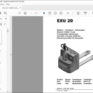 Still IXU 20 Electric Pallet Truck Spare Parts List Manual -  PDF DOWNLOAD