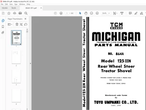 TCM 125 IIIN Rear Wheel Steer Tractor Shovel Parts Manual 864A - PDF DOWNLOAD