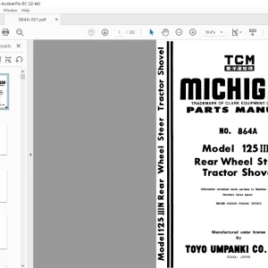 TCM 125 IIIN Rear Wheel Steer Tractor Shovel Parts Manual 864A - PDF DOWNLOAD