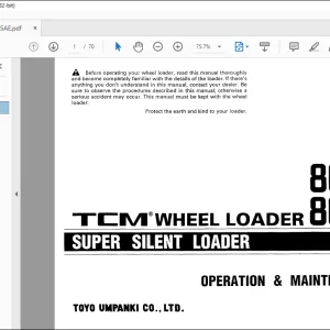 TCM 803 804 805 806 Wheel Loader Super Silent Loader Operation & Maintenance Manual OW-605AE - PDF DOWNLOAD