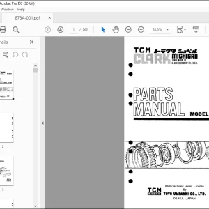 TCM Clark 175B Tractor Shovel Parts Manual 873A - PDF DOWNLOAD