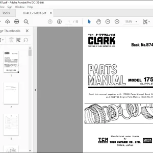 TCM Clark 175BN (Supplement) Parts Manual 874CC-1 - PDF DOWNLOAD