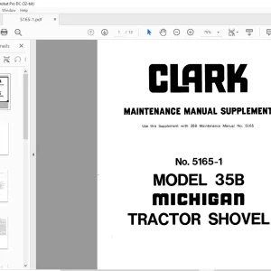 TCM Clark 35B Tractor Shovel (Supplement) Maintenance Manual 5165-1 - PDF DOWNLOAD