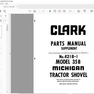 TCM Clark 35B Tractor Shovel (Supplement) Parts Manual 4218-1 - PDF DOWNLOAD