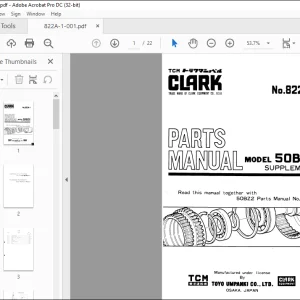 TCM Clark 50BZ2 TRACTOR SHOVEL PARTS MANUAL - PDF DOWNLOAD