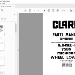 TCM Clark 75BN Wheel Loader (Supplement) Parts Manual 849 - PDF DOWNLOAD
