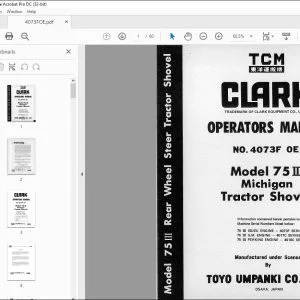 TCM Clark 75III Michigan Tractor Shovel Operators Manual 4073FOE - PDF DOWNLOAD