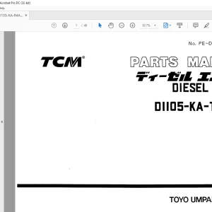 TCM D1105-KA-TCM-R4 Kubota Diesel Engine Parts Manual PE-D1105-KA-R4A - PDF DOWNLOAD