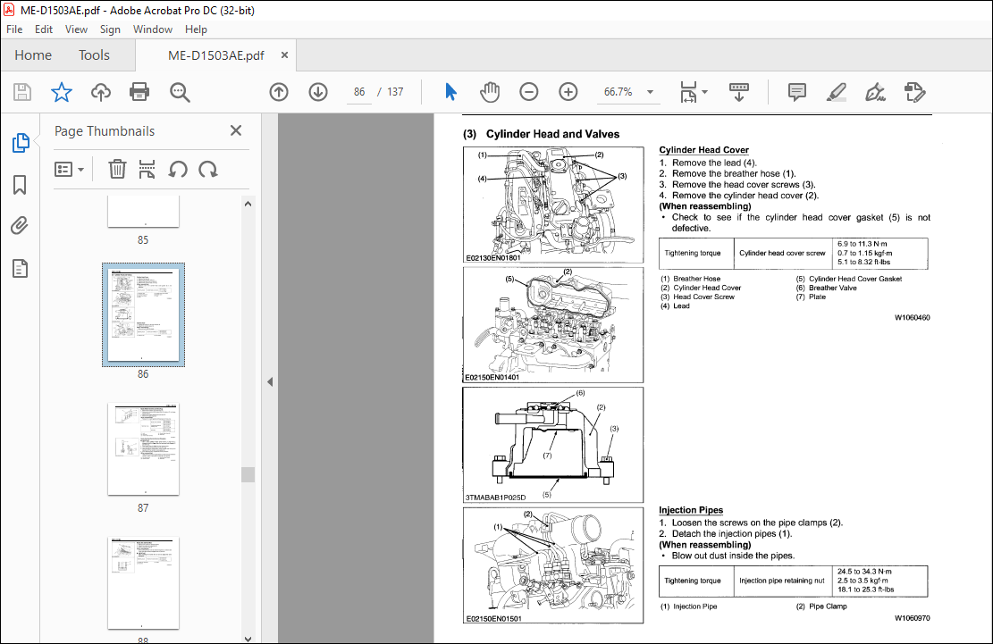 TCM D1503 V2403 Kubota Diesel Engine Shop Manual ME-D1503AE - PDF ...