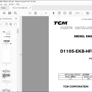 TCM DIESEL ENGINE D1105-EKB-HFM2 KUBOTA PARTS CATALOGUE MANUAL  - PDF DOWNLOAD