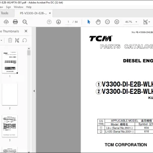 TCM DIESEL ENGINE V3300-DI-E2B-WLHF7 V3300-DI-E2B-WLHF8 KUBOTA PARTS CATALOGUE MANUAL -  PDF DOWNLOAD