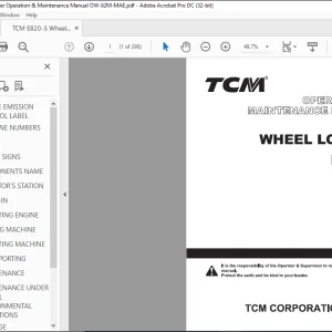 TCM E820-3 Wheel Loader Operation & Maintenance Manual OW-62M-MAE - PDF DOWNLOAD