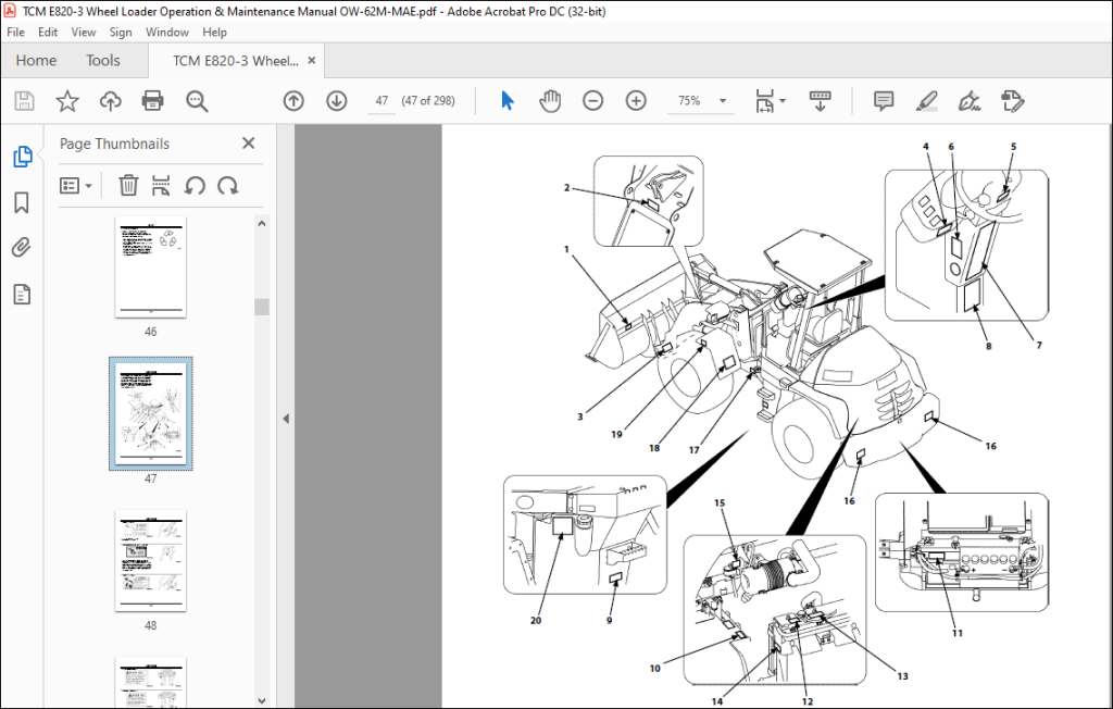 TCM E820-3 Wheel Loader Operation & Maintenance Manual OW-62M-MAE - PDF ...