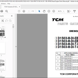 TCM D1503-M-DI-EB-WLHF5 D1503-M-DI-EB-WLHF6 D1503-M-DI-T-EB-HFM7 D1503-M-DI-T-EB-HFM8 Diesel Engine Parts Manual - PDF DOWNLOAD