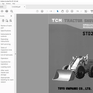 TCM TRACTOR SHOVEL STD25 OPERATORS MANUAL  - PDF DOWNLOAD