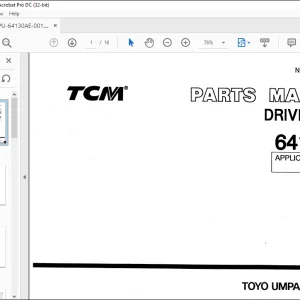 TCM W110 641-30 DRIVE AXLE APPLICABLE W110 PARTS MANUAL  - PDF DOWNLOAD