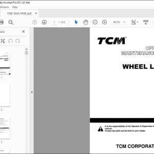 TCM WHEEL LOADER E820-2 OPERATION & MAINTENANCE MANUAL OW-604-MAE - PDF DOWNLOAD