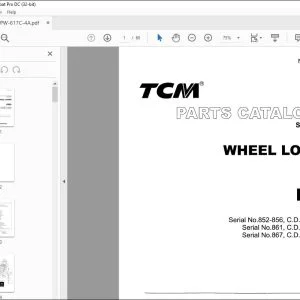 TCM WHEEL LOADER E820 PARTS CATALOGUE MANUAL PW-617-4A - PDF DOWNLOAD