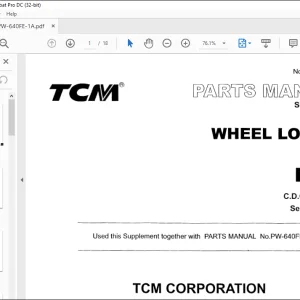 TCM WHEEL LOADER E83P PARTS MANUAL SN01449 -  PDF DOWNLOAD