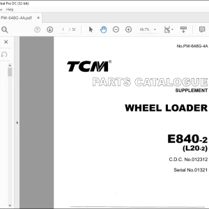 TCM Wheel Loader E840-2 (L20-2) PARTS MANUAL  - PDF DOWNLOAD
