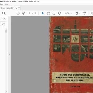 Zetor Tracteur 5511 MANUEL DE REPARATION - PDF DOWNLOAD (French)