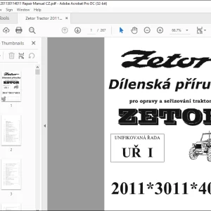Zetor Tractor 2011 3011 4011 DILENSKÁ PŘÍRUČKA  - PDF DOWNLOAD (Czech)