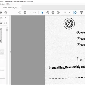 Zetor Tractor 25 25A 25K Operator's Manual - PDF DOWNLOAD