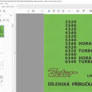 Zetor Tractor 3320 3340 4320 4340 5320 5340 5340 HORAL 6320 6320 TURBO 6340 6340 HORALH 6340T TURBO DILENSKÁ PŘÍRUČKA - PDF DOWNLOAD (Czech)