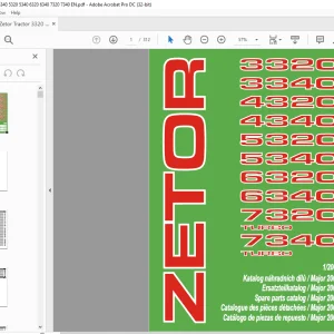 Zetor Tractor 3320 3340 4320 4340 5320 5340 6320 6340 7320 Turbo 7340 Turbo Major 2002 Spare Parts Catalog Manual - PDF DOWNLOAD