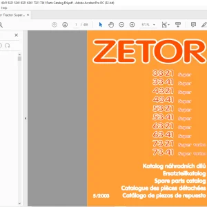 Zetor Tractor 3321 3341 4321 4341 5321 5341 6321 6341 7321 7341 Parts Manual - PDF DOWNLOAD
