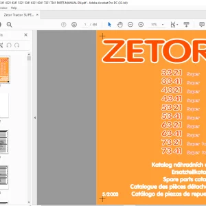 Zetor Tractor 3321 3341 4321 4341 5321 5341 6321 6341 Super 7321 7341 Super Turbo Parts Manual - PDF DOWNLOAD