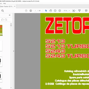 Zetor Tractor 5213 5213 TURBO 5243 5243 TURBO SPARE PARTS CATALOG MANUAL - PDF DOWNLOAD