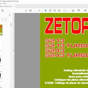 Zetor Tractor 5213 5213 TURBO 5243 5243 TURBO SPARE PARTS CATALOG MANUAL - PDF DOWNLOAD