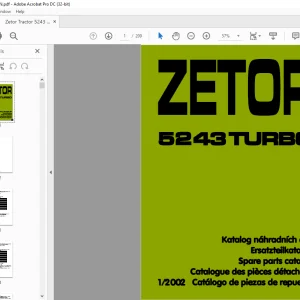 Zetor Tractor 5243 Turbo SPARE PARTS CATALOG MANUAL - PDF DOWNLOAD