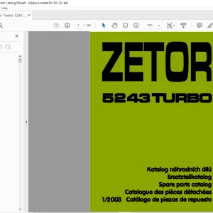 Zetor Tractor 5243 Turbo Spare Parts Catalog Manual - PDF DOWNLOAD