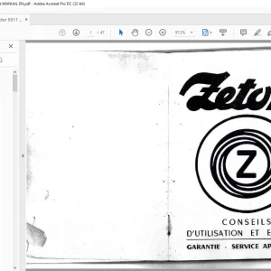 Zetor Tractor 5511 UTILISATION ET ENTRETIEN MANUAL - PDF DOWNLOAD (French)
