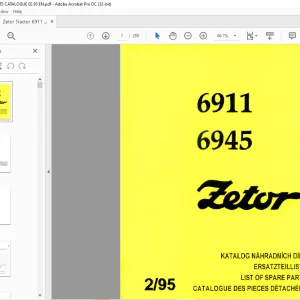 Zetor Tractor 6911 6945 Parts Catalog Manual - PDF DOWNLOAD
