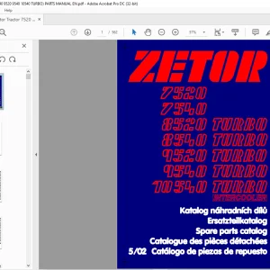 Zetor Tractor 7520 7540 8520 TURBO 8540 TURBO 9520 TURBO 9540 TURBO 10540 TURBO INTERCOOLER Parts Catalog Manual - PDF DOWNLOAD